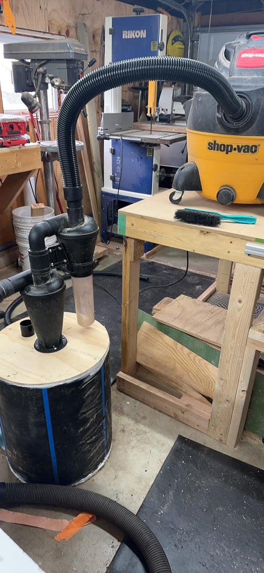 Double Filtration - Cyclone Dust Collector, 50mm/2'' DIY Turbocharged Woodworking Wall Ash Filter Industrial Separator Collector Canister for Shop-vac Ductwork CONTRACTOR TOOLS