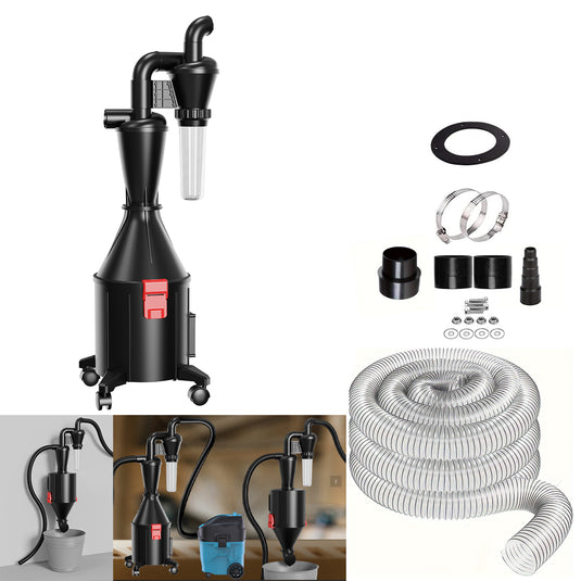 2 in 1 Cyclone Dust Collector Separation Vacuum Cleaner Wall Mounted Wheeled Modes Dust Collector Woodworking Tools Contractor Polish Pollen Ash etc Focusing Small Dust (Whole Rocket Set)