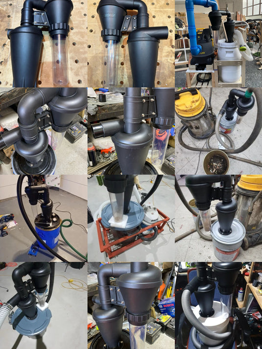 Double Filtration - Cyclone Dust Collector, 50mm/2'' DIY Turbocharged Woodworking Wall Ash Filter Industrial Separator Collector Canister for Shop-vac Ductwork CONTRACTOR TOOLS