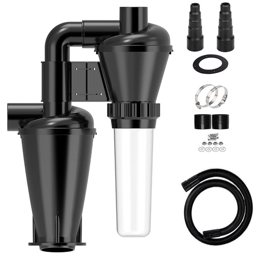Double Filtration - Cyclone Dust Collector, 50mm/2'' DIY Turbocharged Woodworking Wall Ash Filter Industrial Separator Collector Canister for Shop-vac Ductwork CONTRACTOR TOOLS