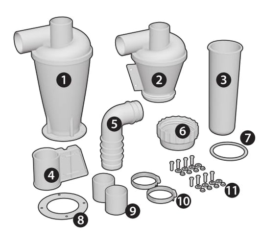 Double Filtration - Cyclone Dust Collector, 50mm/2'' DIY Turbocharged Woodworking Wall Ash Filter Industrial Separator Collector Canister for Shop-vac Ductwork CONTRACTOR TOOLS