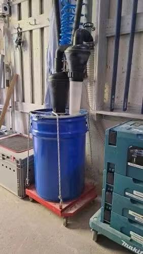 Double Filtration - Cyclone Dust Collector, 50mm/2'' DIY Turbocharged Woodworking Wall Ash Filter Industrial Separator Collector Canister for Shop-vac Ductwork CONTRACTOR TOOLS