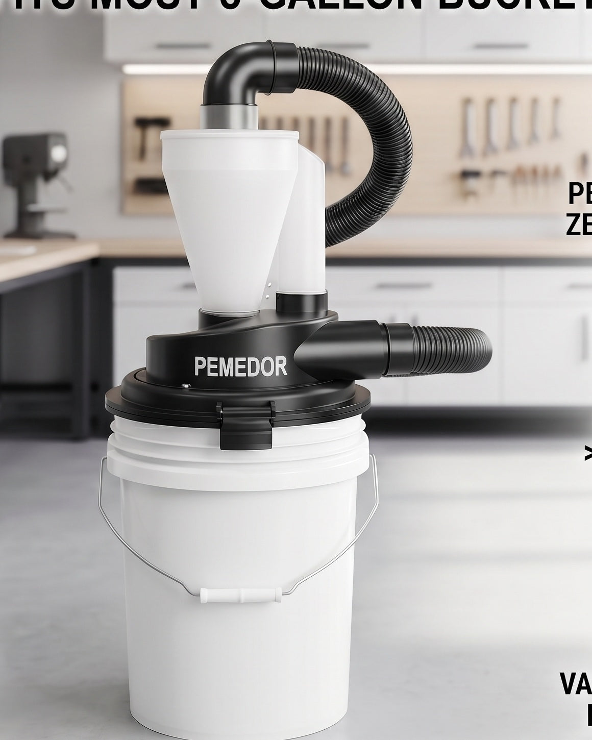 Pemedor Bucket-Lid Separator mounted on a white five-gallon bucket