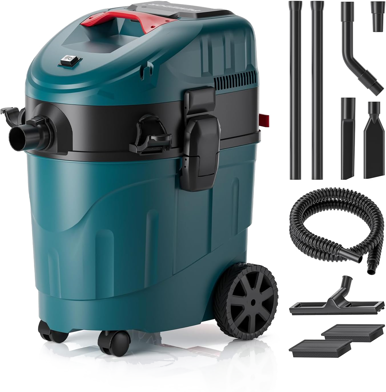 Teal Pemedor wet and dry shop vacuum with integrated cyclone separation
