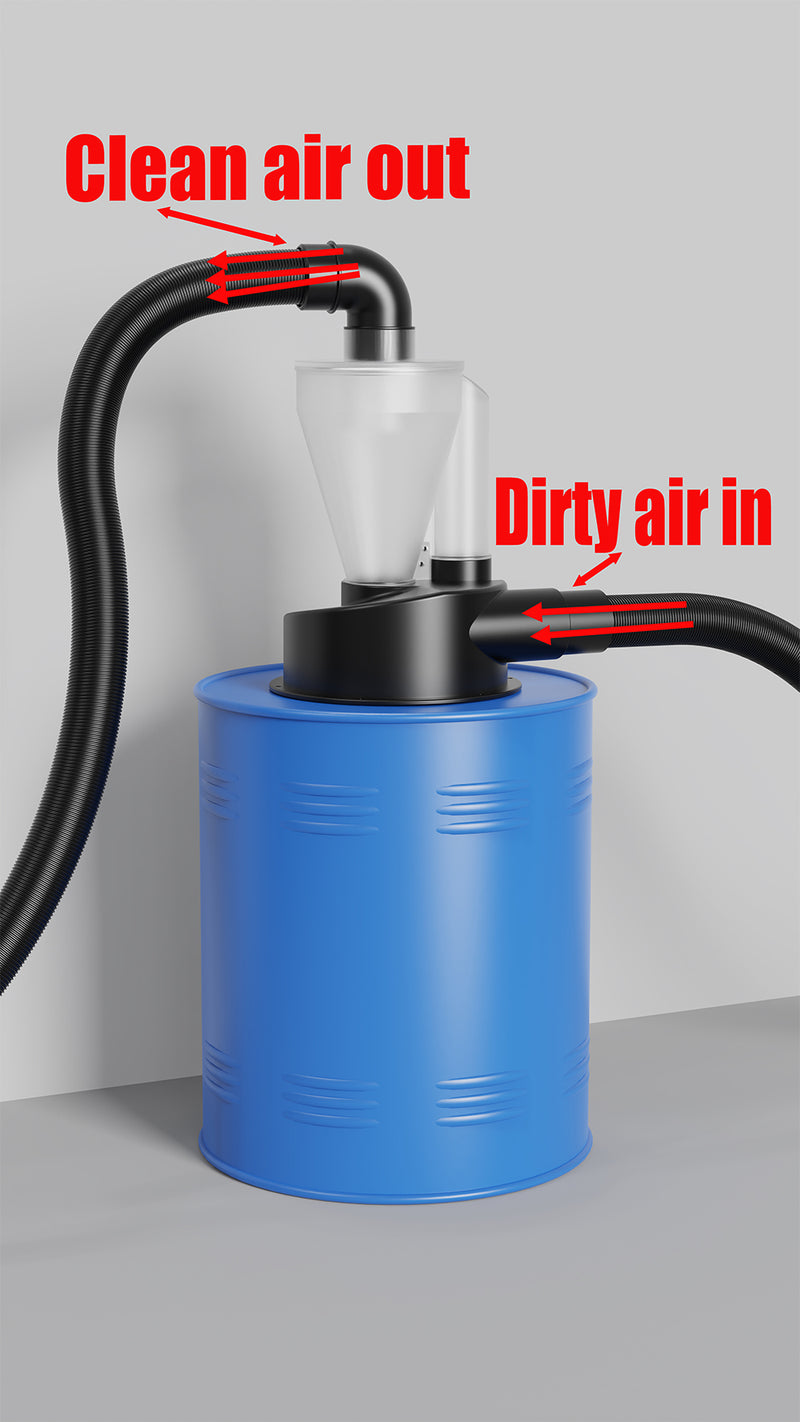 Load image into Gallery viewer, 2.5'' New Upgrade Woodworking Double Filtration Cyclone Dust Collector DIY Turbocharged Filter Industrial Separator Collector Canister Dust Control System for Shop Vac Contractor Assistant

