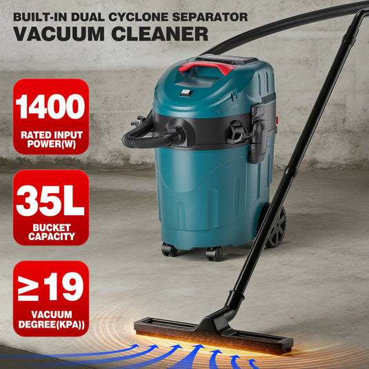 Auto Clean Dual Cyclone Pre-Separator Industrial Vacuum Cleaner Prevents Filter Clogging Maintains Strong Suction Protects Motor Woodworking Contractor Sanding Workshop Dust Collection 9 Gallon