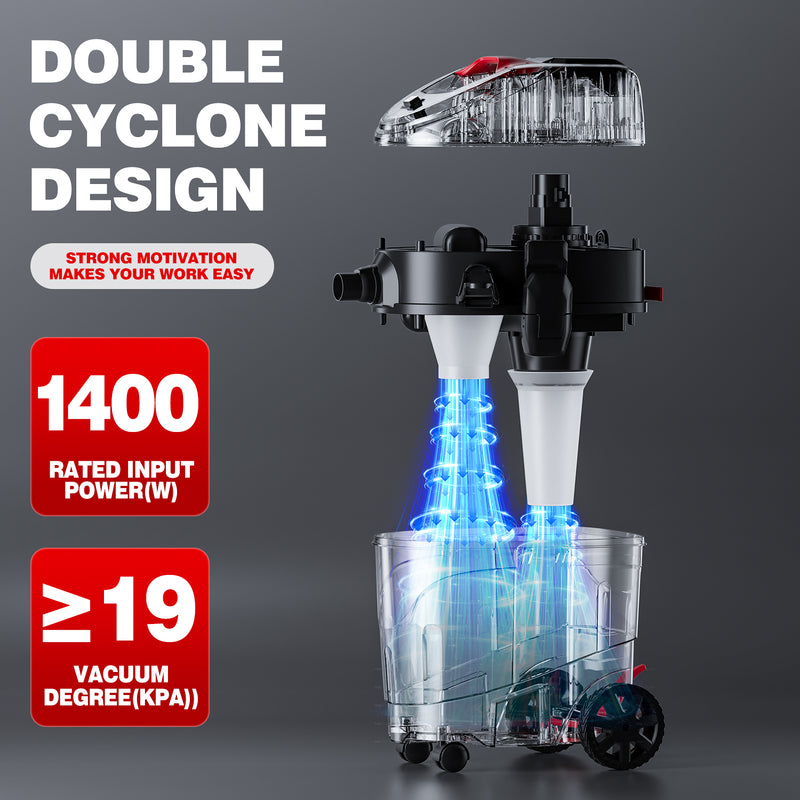 Load image into Gallery viewer, Auto Clean Dual Cyclone Pre-Separator Industrial Vacuum Cleaner Prevents Filter Clogging Maintains Strong Suction Protects Motor Woodworking Contractor Sanding Workshop Dust Collection 9 Gallon
