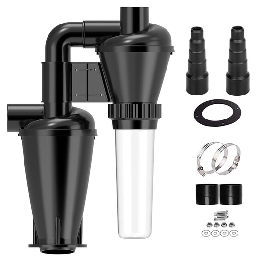 Double Filtration - Cyclone Dust Collector, 50mm/2'' DIY Turbocharged Woodworking Wall Ash Filter Industrial Separator Collector Canister for Shop-vac Ductwork CONTRACTOR TOOLS