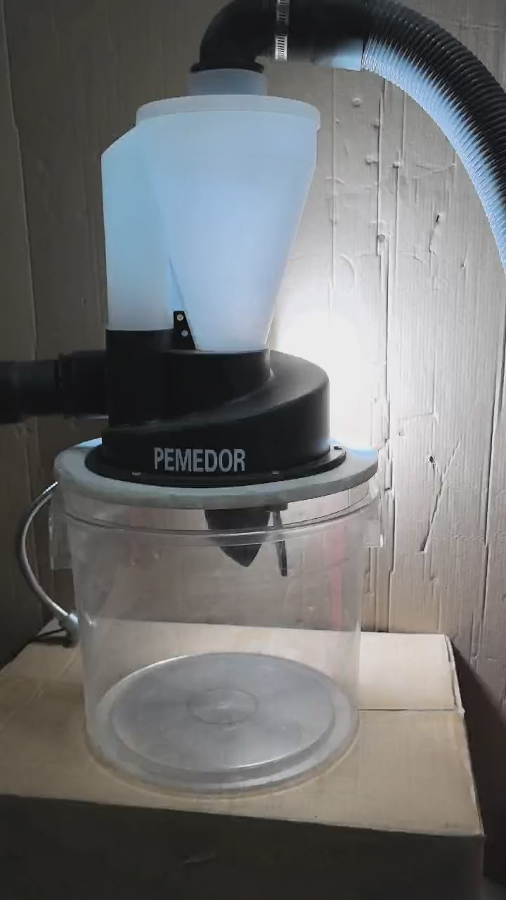 Load and play video in Gallery viewer, 2.5'' New Upgrade Woodworking Double Filtration Cyclone Dust Collector DIY Turbocharged Filter Industrial Separator Collector Canister Dust Control System for Shop Vac Contractor Assistant
